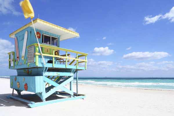 Strandliv på Miami Beach i påsken